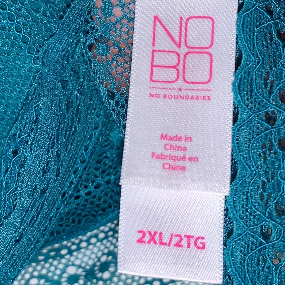 NOBO No Boundaries Teal Lace Bralette 2XL Wireless Racerback Removable Pads - Picture 2 of 6